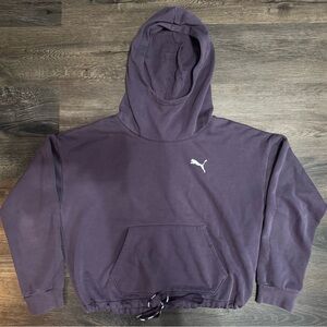 Puma Deep Purple Cropped Mock Neck Hoodie